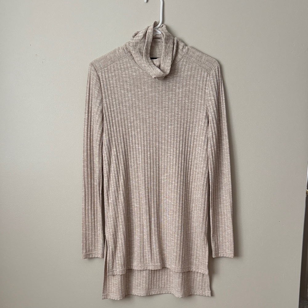 Women's Beige Turtleneck Sweater tunic